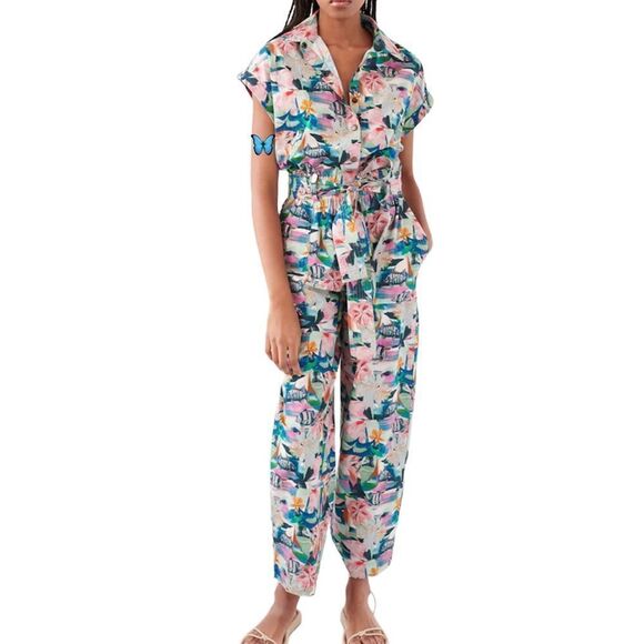 Chufy Green Floral Nama Organic Cotton Jumpsuit New With Tag Size Medium - Picture 1 of 11